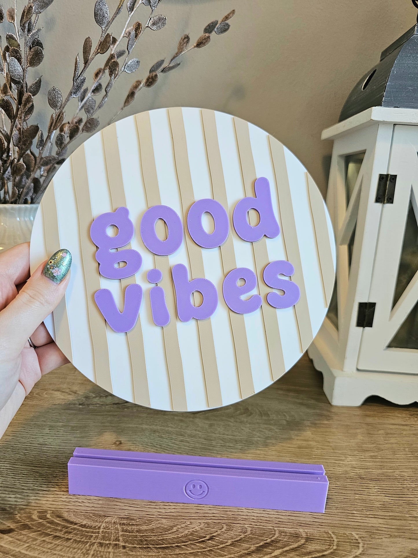 Statement Sign Display | Good Vibes | Customizable | 3D Print