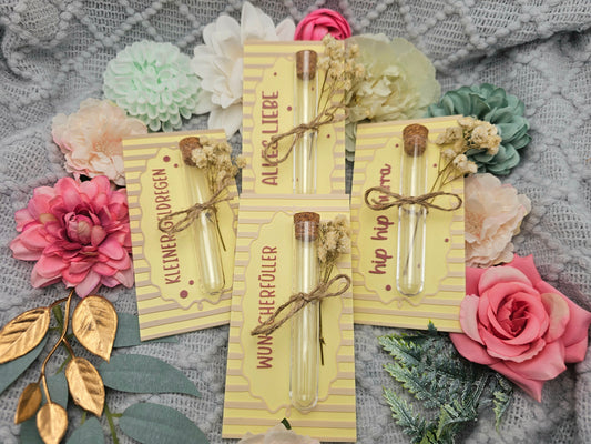 Wish Fulfilment Card with Test Tube | Yellow | Choice of Design | 3D Print