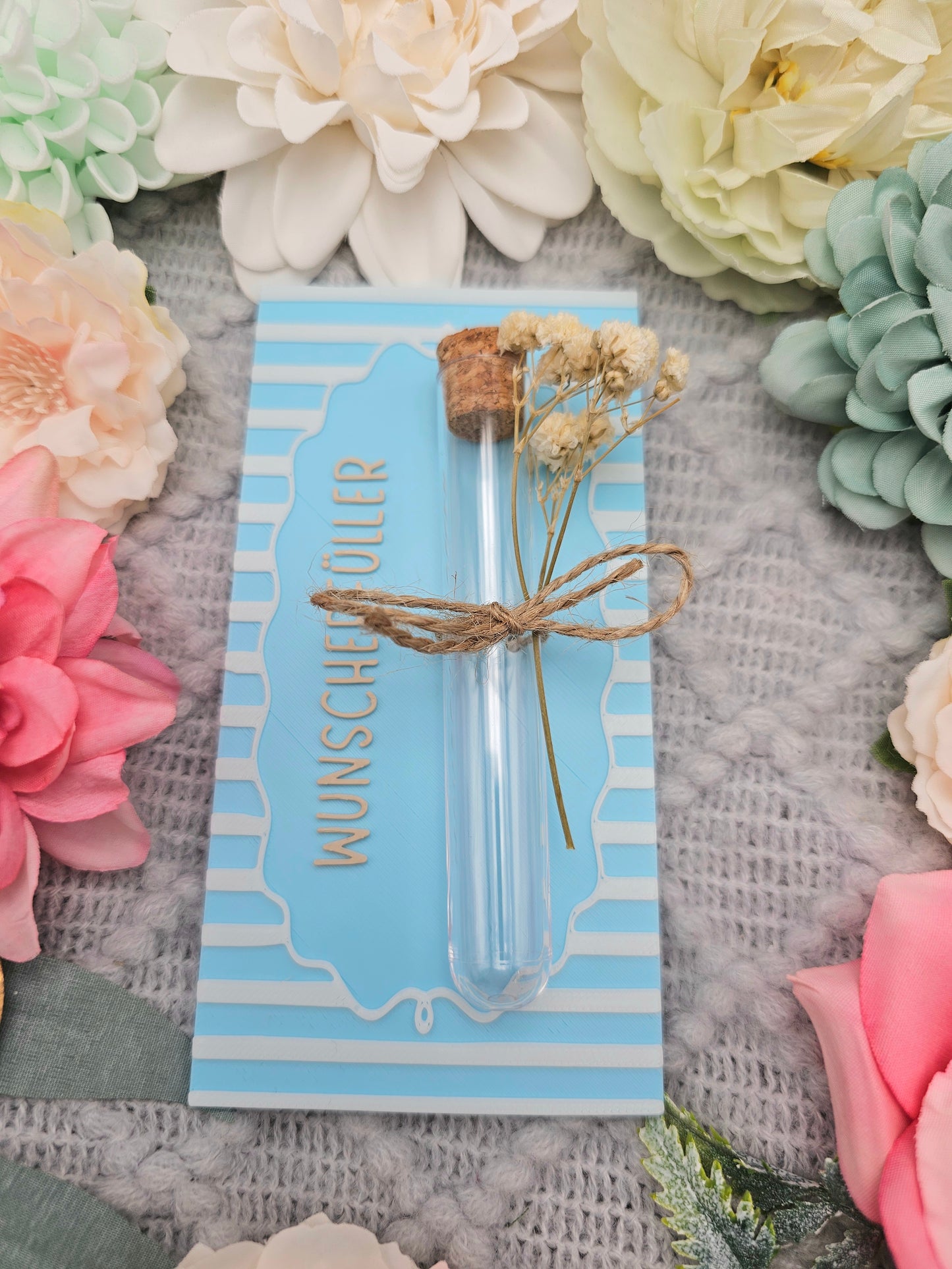 Wish Fulfiller Card with Test Tube | Blue | Choice of Design | 3D Print