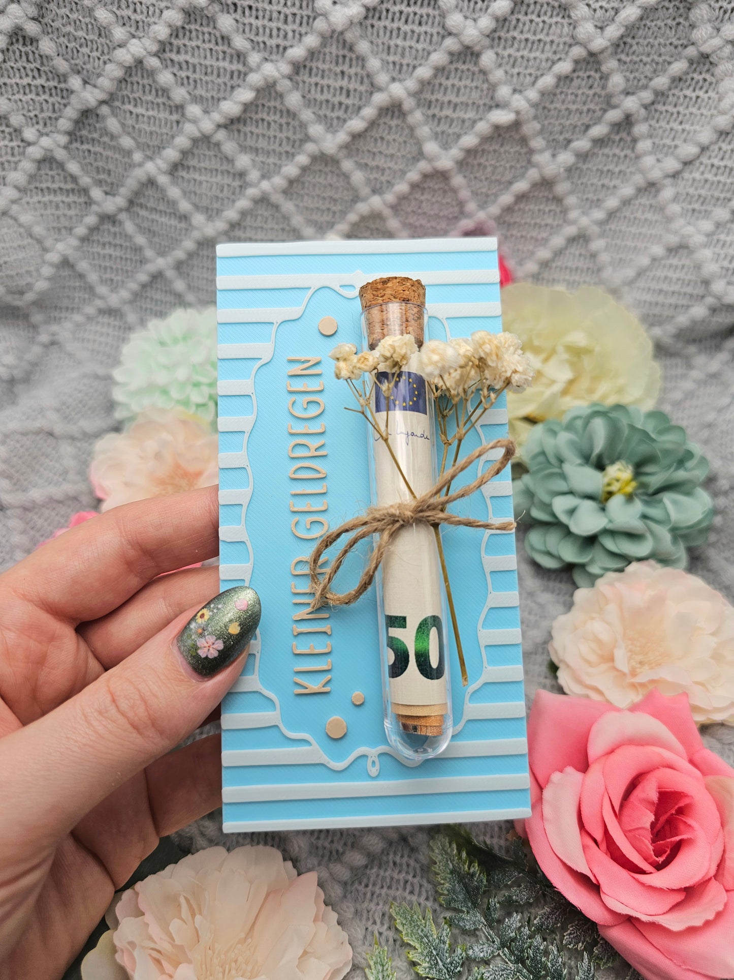 Wish Fulfiller Card with Test Tube | Blue | Choice of Design | 3D Print