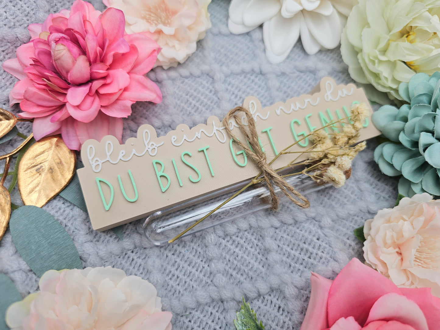 Wish granter lettering with test tube | You are good enough | Beige | 3D printing