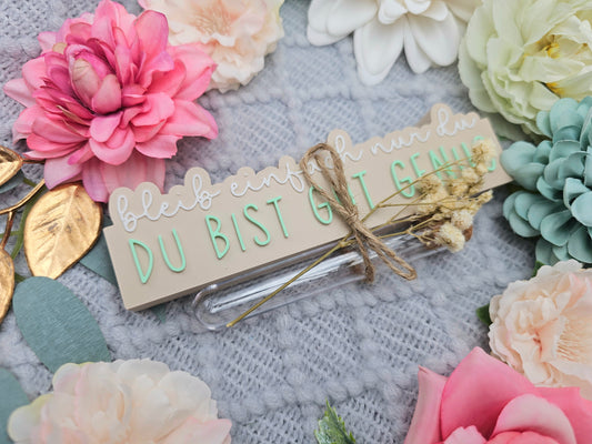 Wish granter lettering with test tube | You are good enough | Beige | 3D printing
