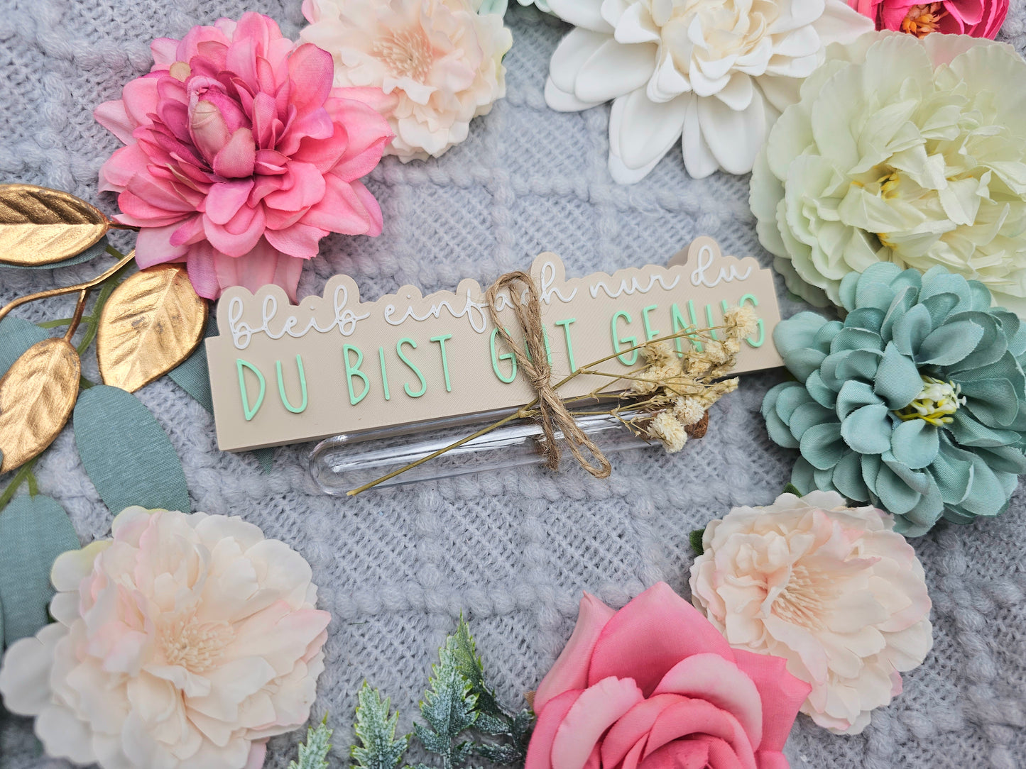 Wish granter lettering with test tube | You are good enough | Beige | 3D printing