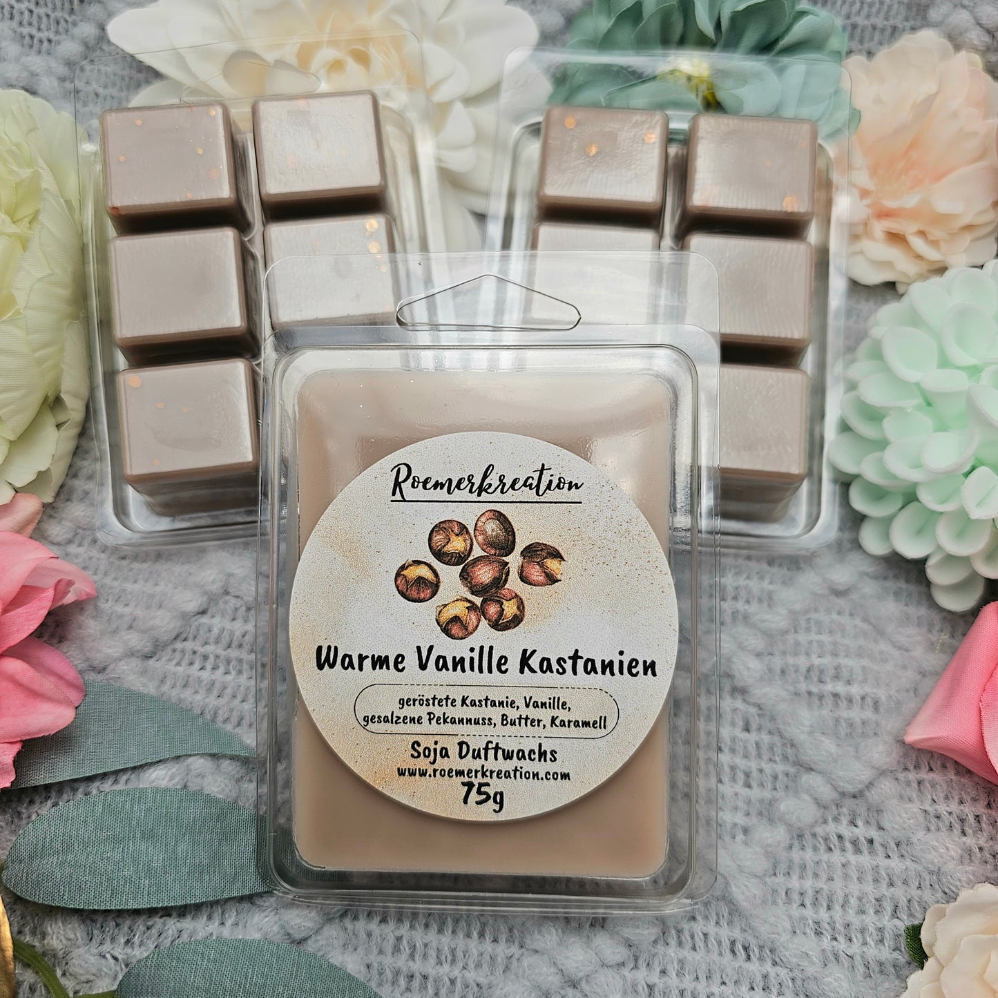Tafel 75 g | Warme Vanille Kastanien | Duftwachs