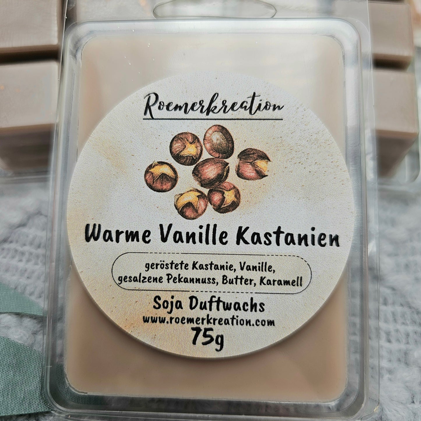 Tafel 75 g | Warme Vanille Kastanien | Duftwachs