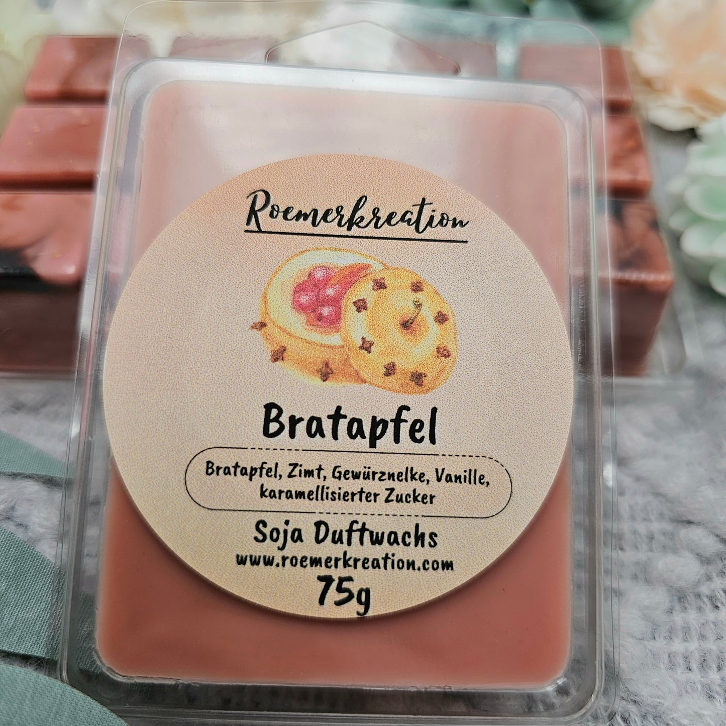 Tafel 75 g | Bratapfel | Duftwachs