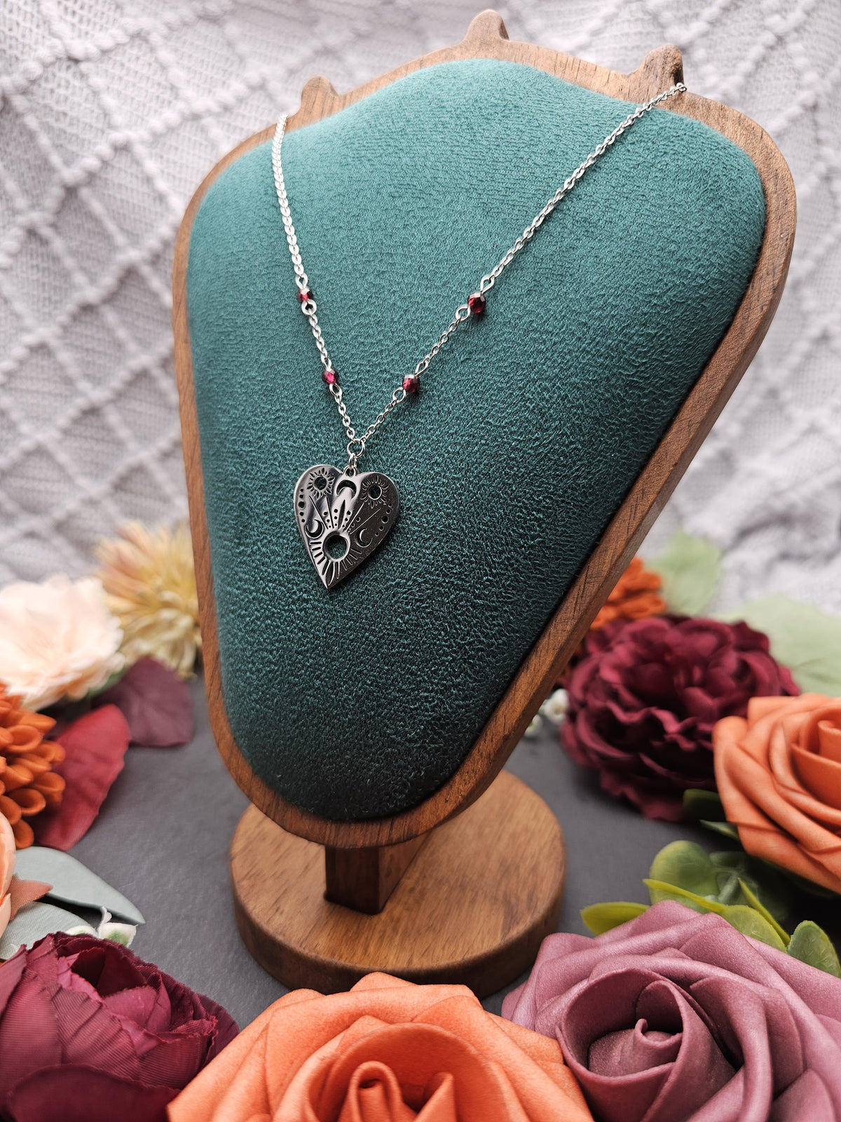 Halskette Planchette | Granat | Edelstahl