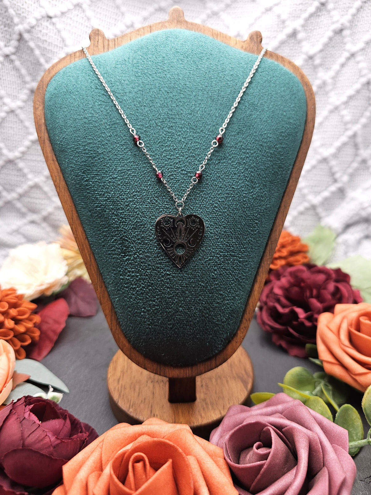 Halskette Planchette | Granat | Edelstahl