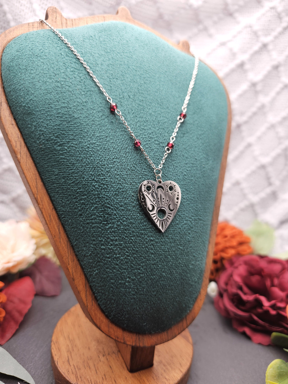 Halskette Planchette | Granat | Edelstahl