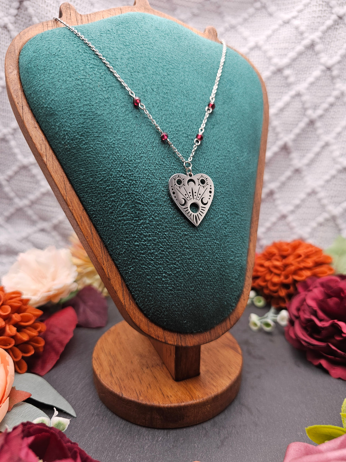 Halskette Planchette | Granat | Edelstahl