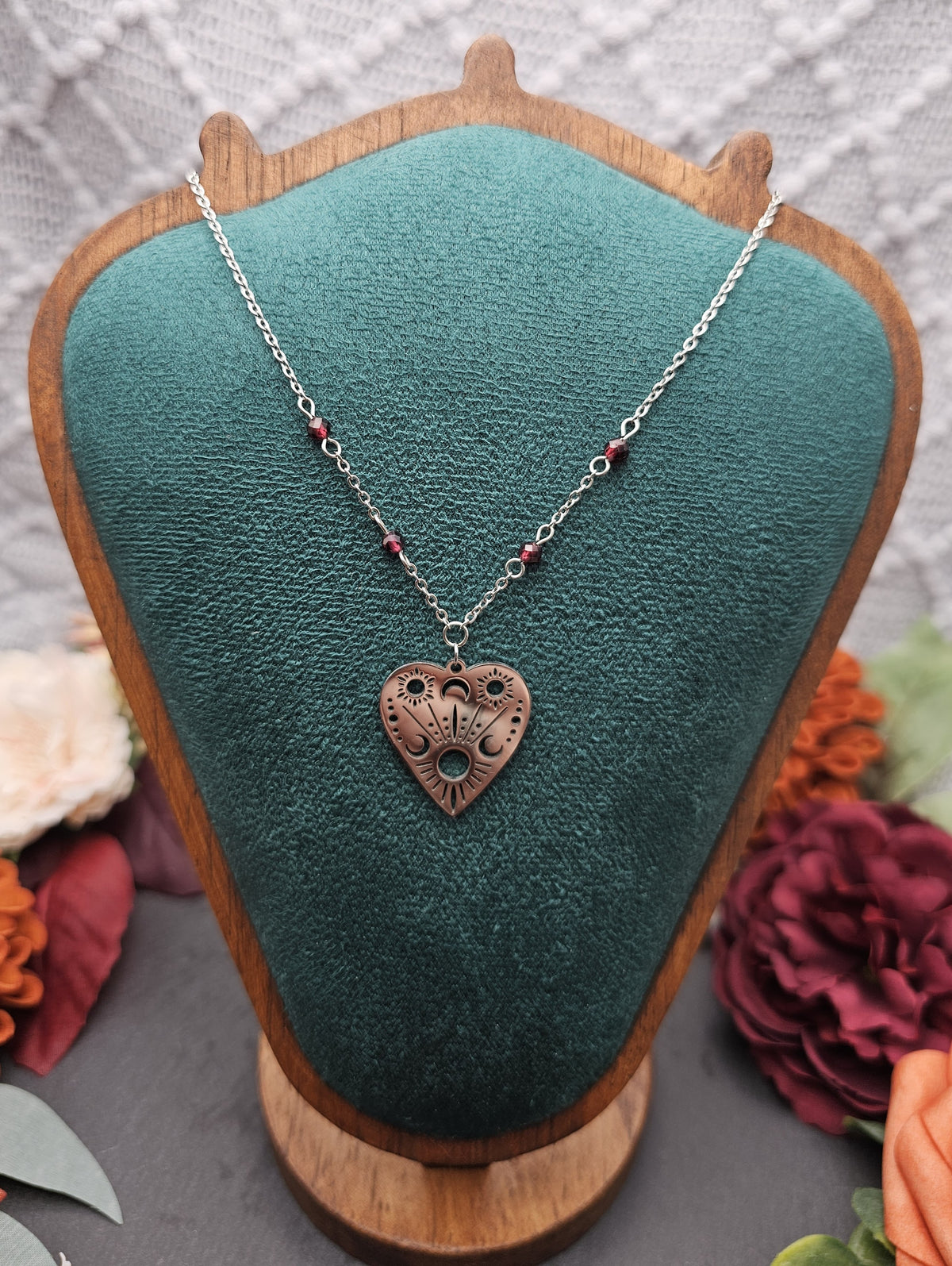 Halskette Planchette | Granat | Edelstahl