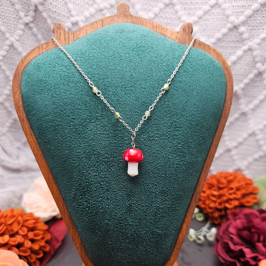 Halskette Fliegenpilz | Peridot | Edelstahl