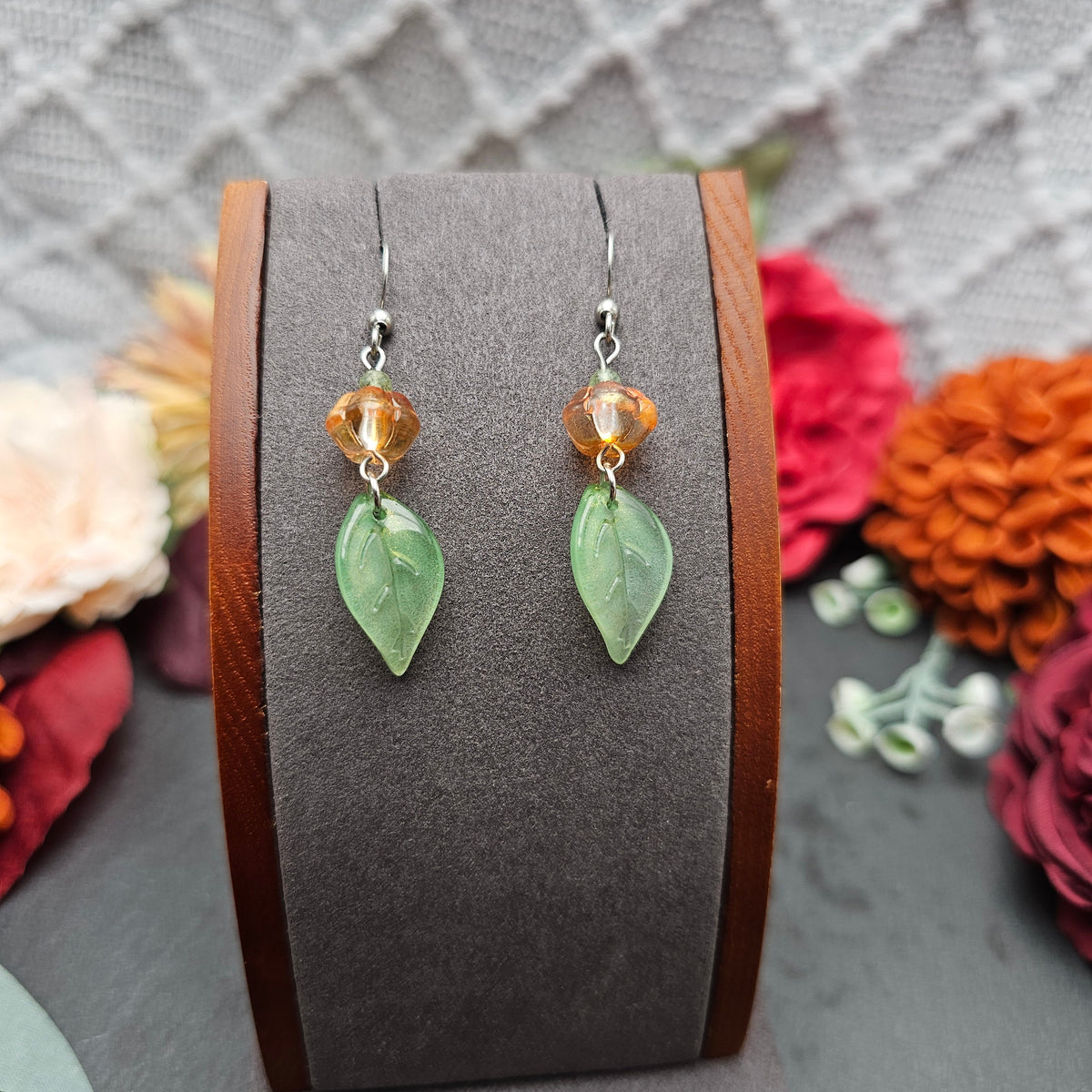 Ohrringe Kürbisse & Blätter | Peridot | Edelstahl