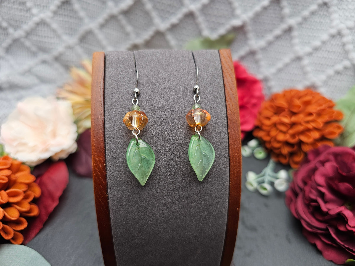 Ohrringe Kürbisse & Blätter | Peridot | Edelstahl