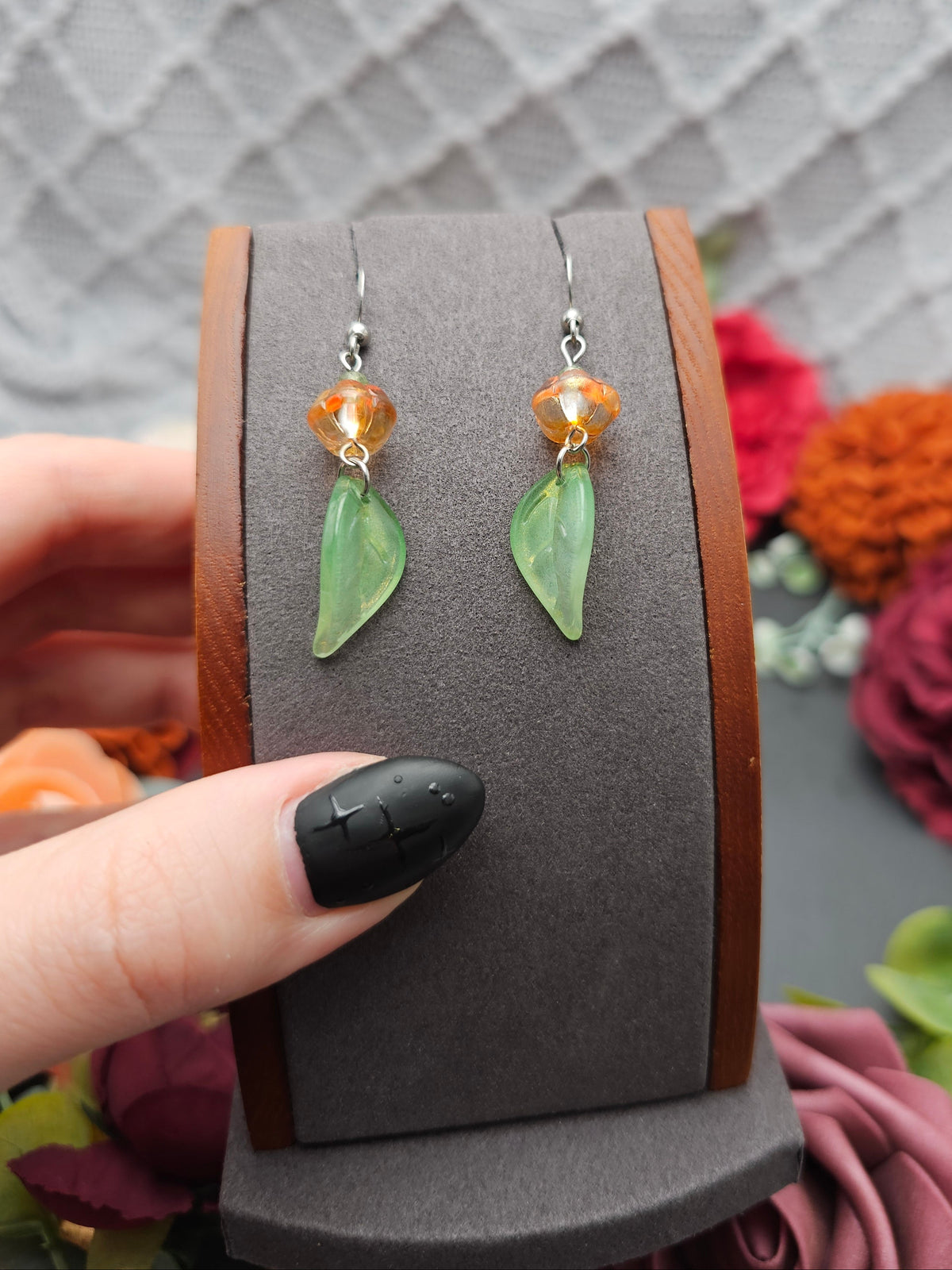 Ohrringe Kürbisse & Blätter | Peridot | Edelstahl