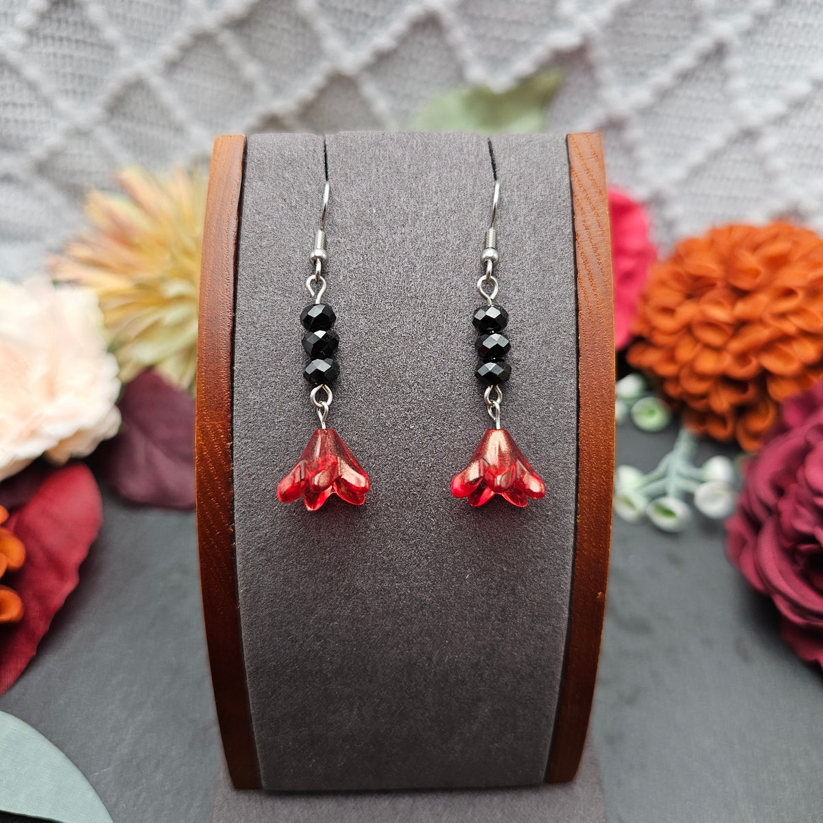 Ohrringe Floral Rot | Spinell | Edelstahl
