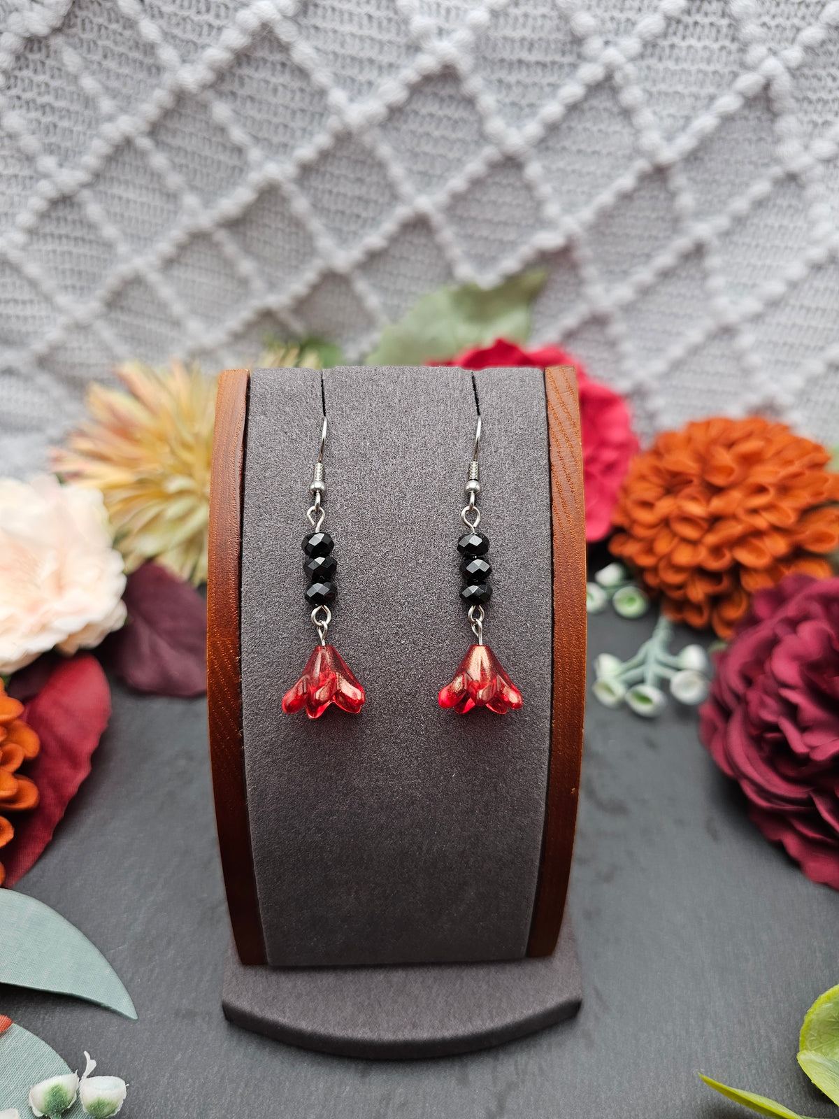 Ohrringe Floral Rot | Spinell | Edelstahl