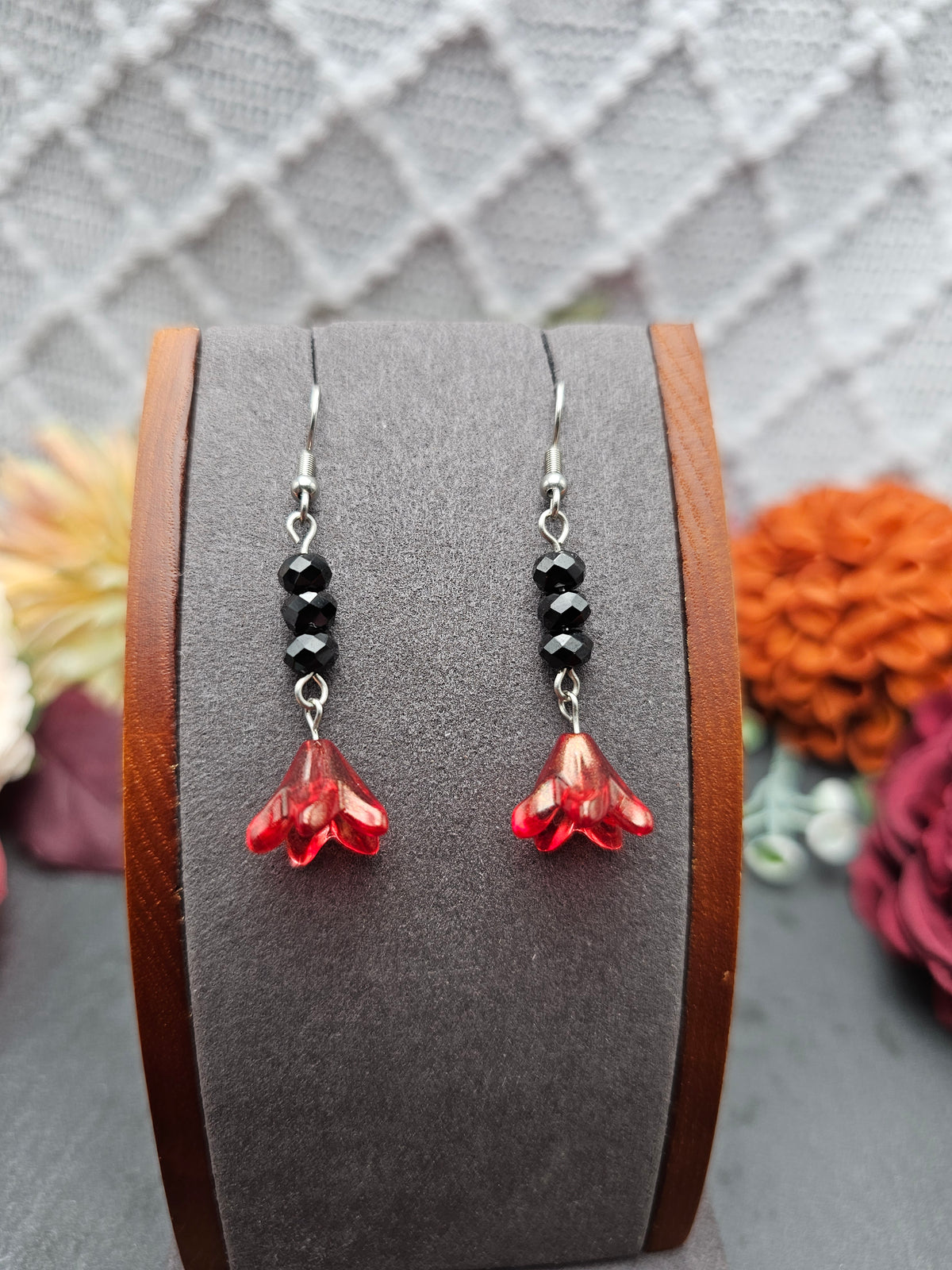 Ohrringe Floral Rot | Spinell | Edelstahl