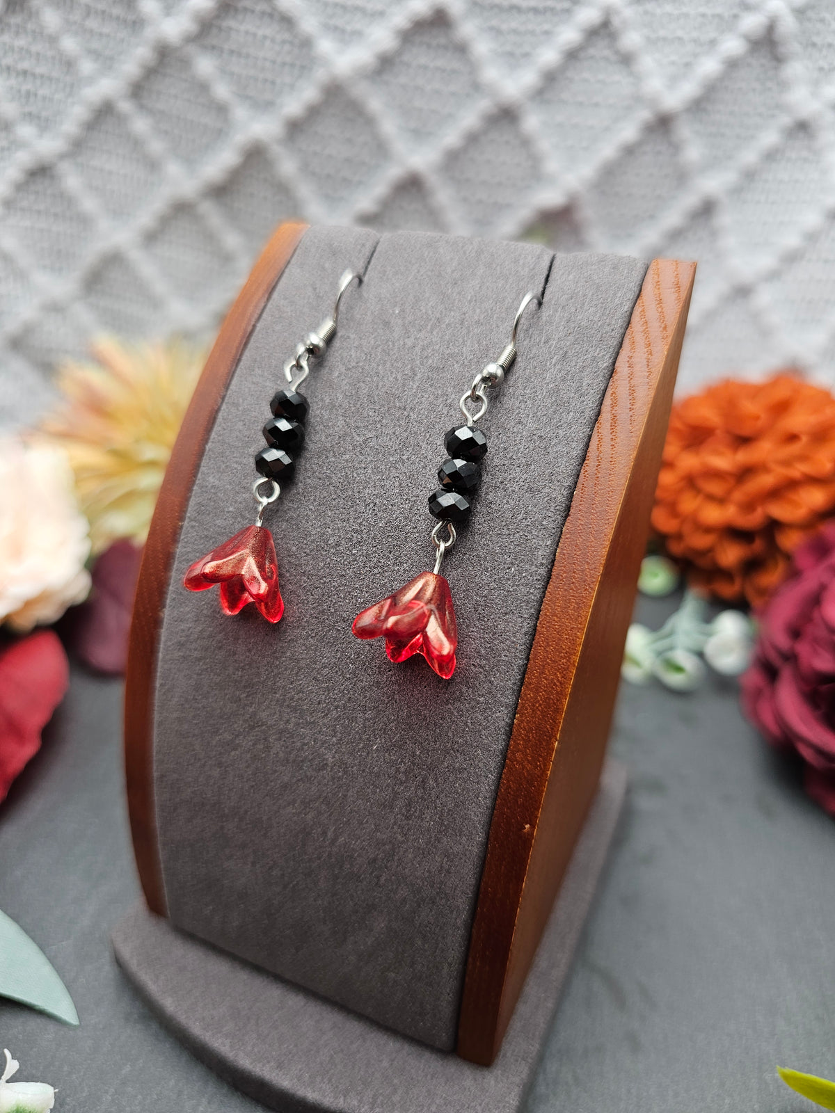 Ohrringe Floral Rot | Spinell | Edelstahl