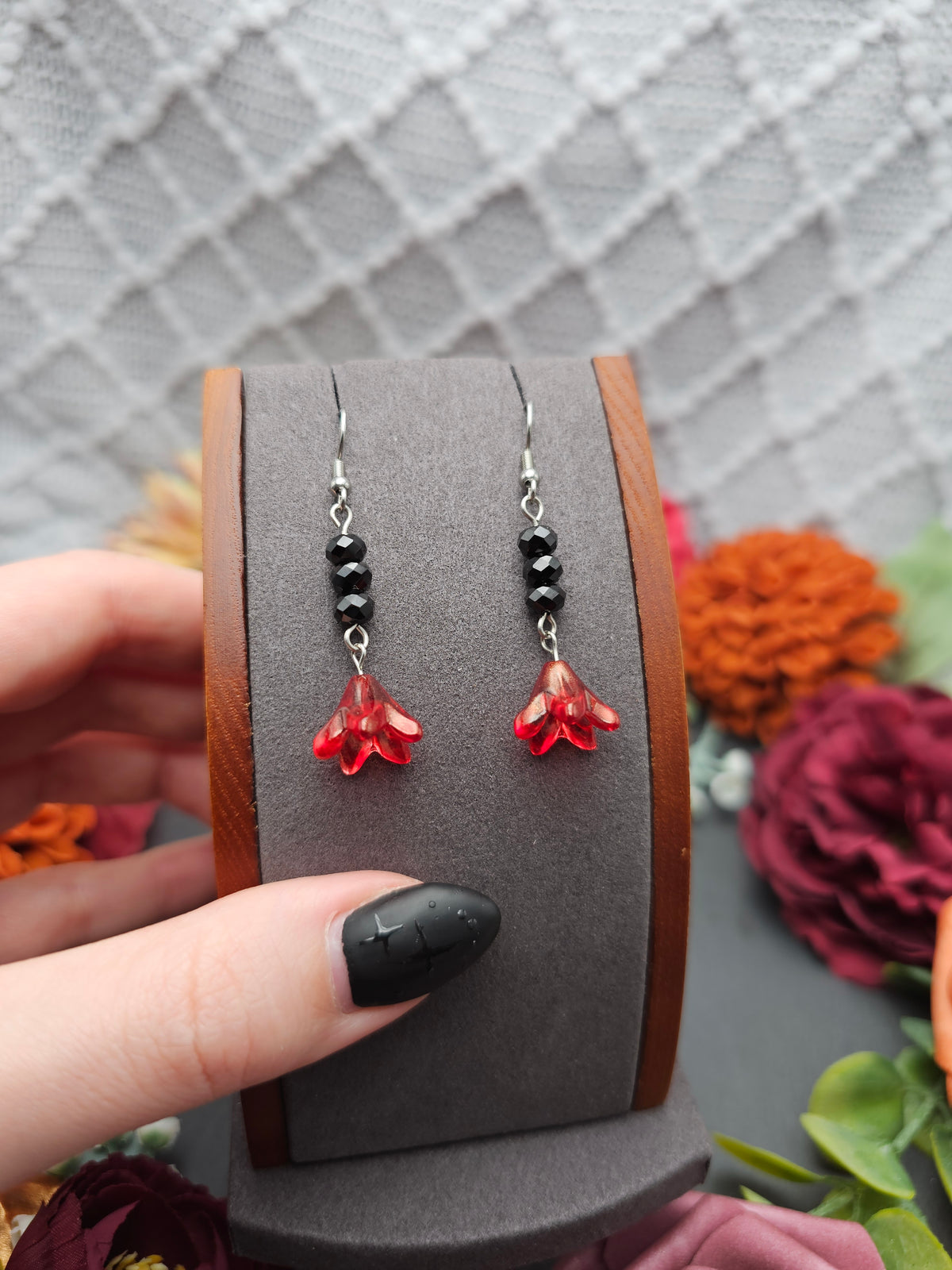 Ohrringe Floral Rot | Spinell | Edelstahl