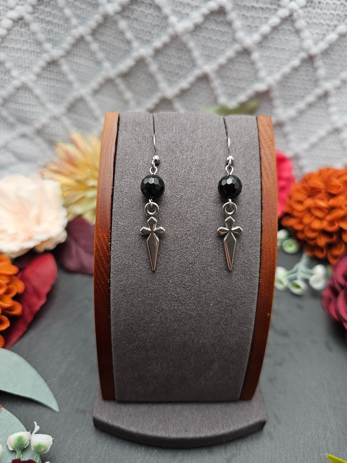 Ohrringe Dolche | Onyx | Edelstahl