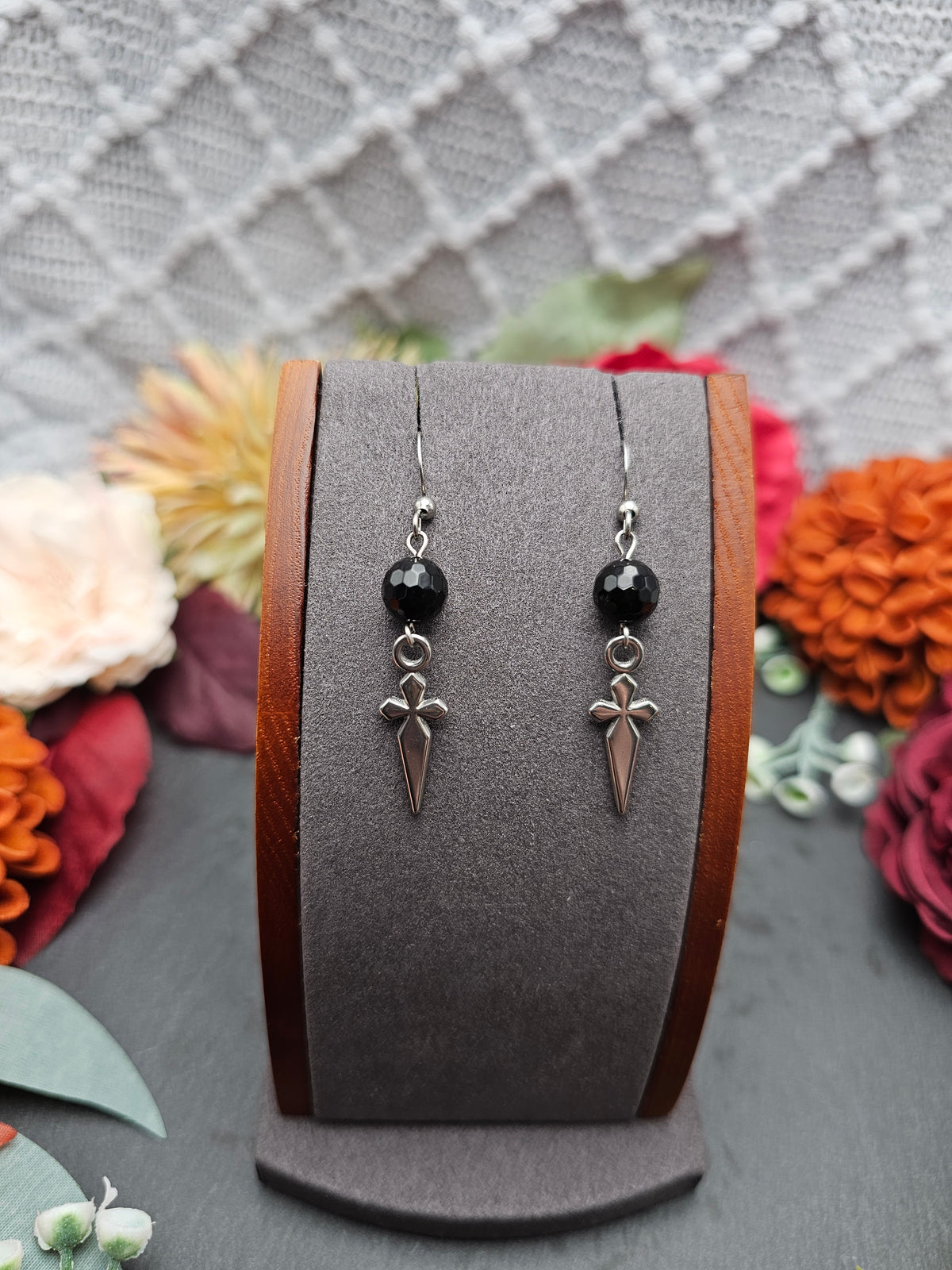 Ohrringe Dolche | Onyx | Edelstahl