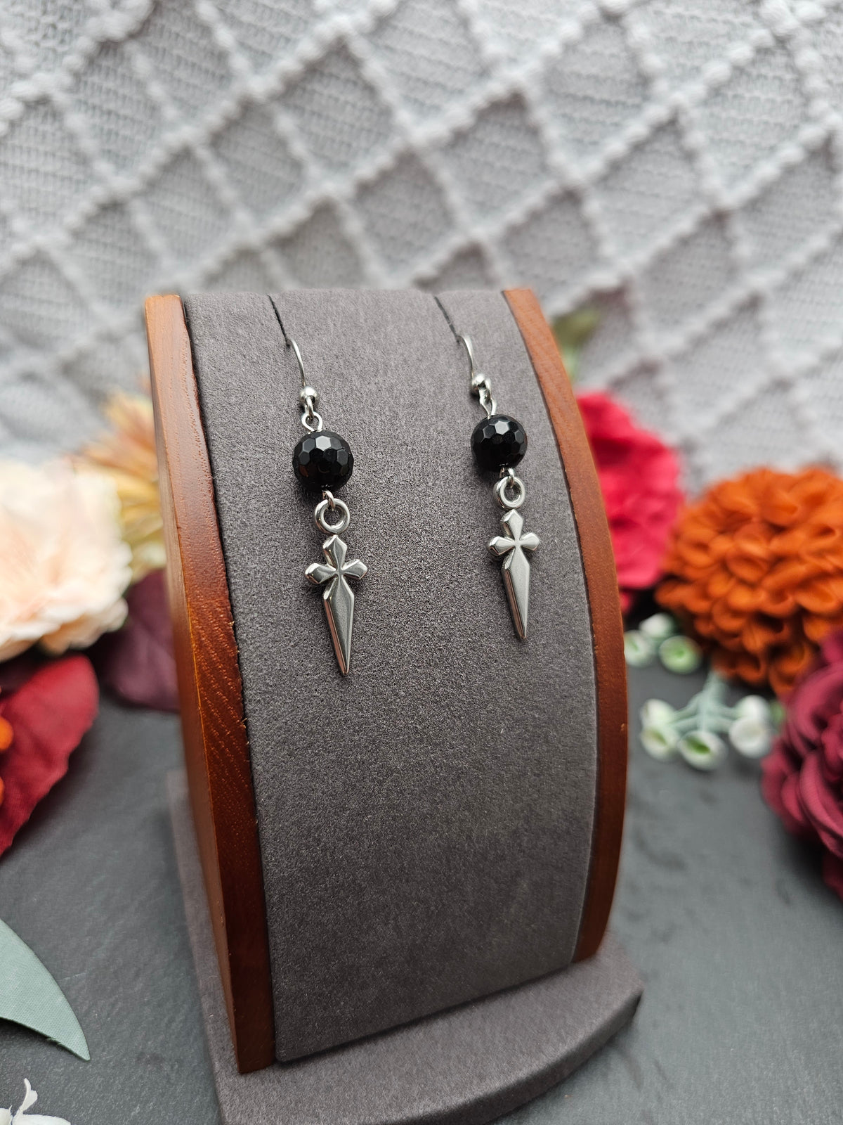 Ohrringe Dolche | Onyx | Edelstahl