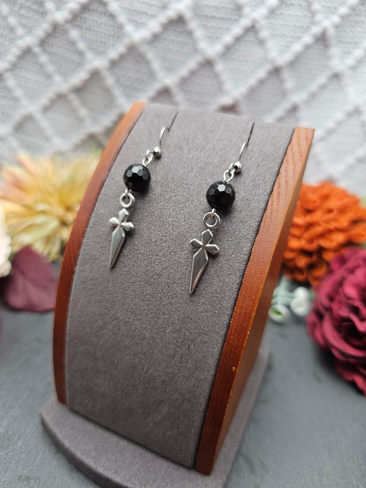 Ohrringe Dolche | Onyx | Edelstahl