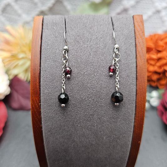 Ohrringe Onyx & Granat | Edelstahl