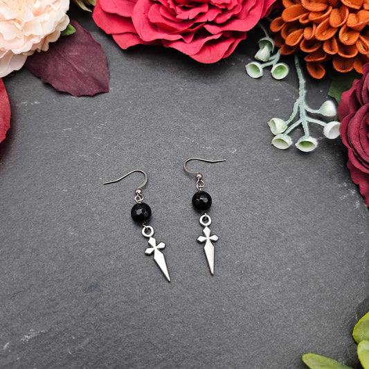 Ohrringe Dolche | Onyx | Edelstahl