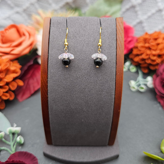 Ohrringe Sakura | Onyx | Edelstahl vergoldet
