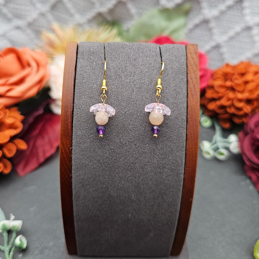 Ohrringe Sakura | Mondstein & Amethyst | Edelstahl vergoldet