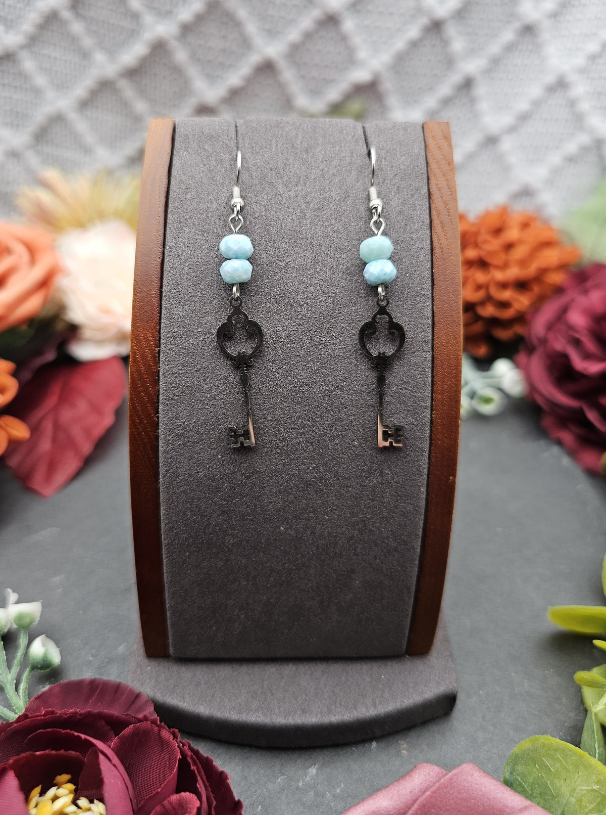 Ohrringe Schlüssel | Larimar | Edelstahl