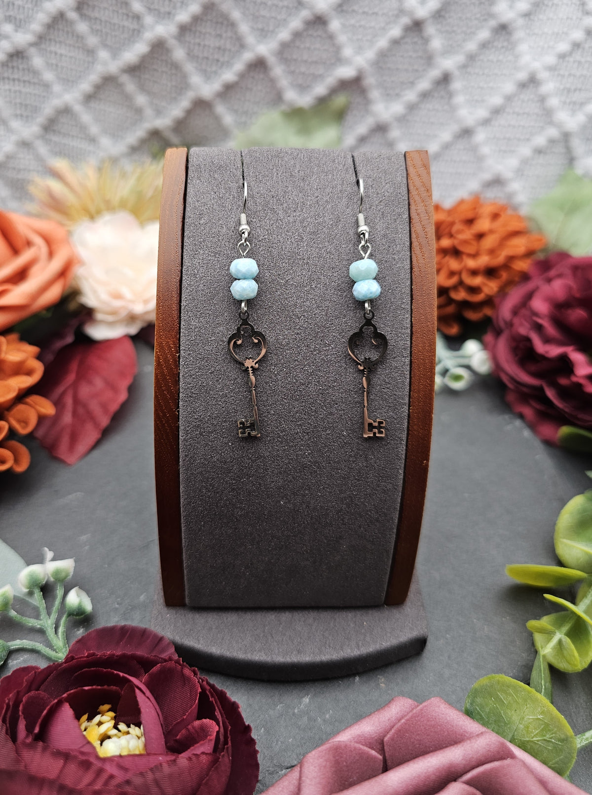 Ohrringe Schlüssel | Larimar | Edelstahl