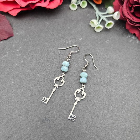 Ohrringe Schlüssel | Larimar | Edelstahl