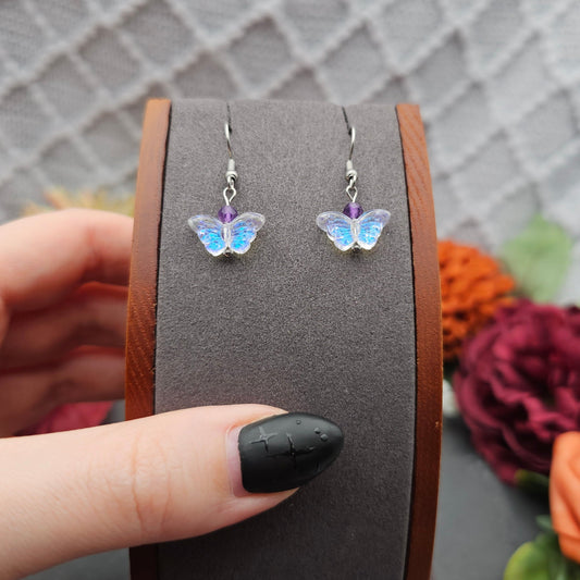 Ohrringe Schmetterling Weiß | Amethyst | Edelstahl