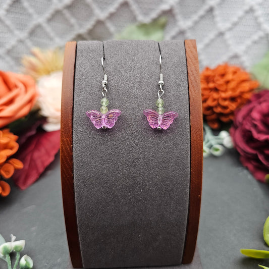 Ohrringe Schmetterling Rosa | Peridot | Edelstahl