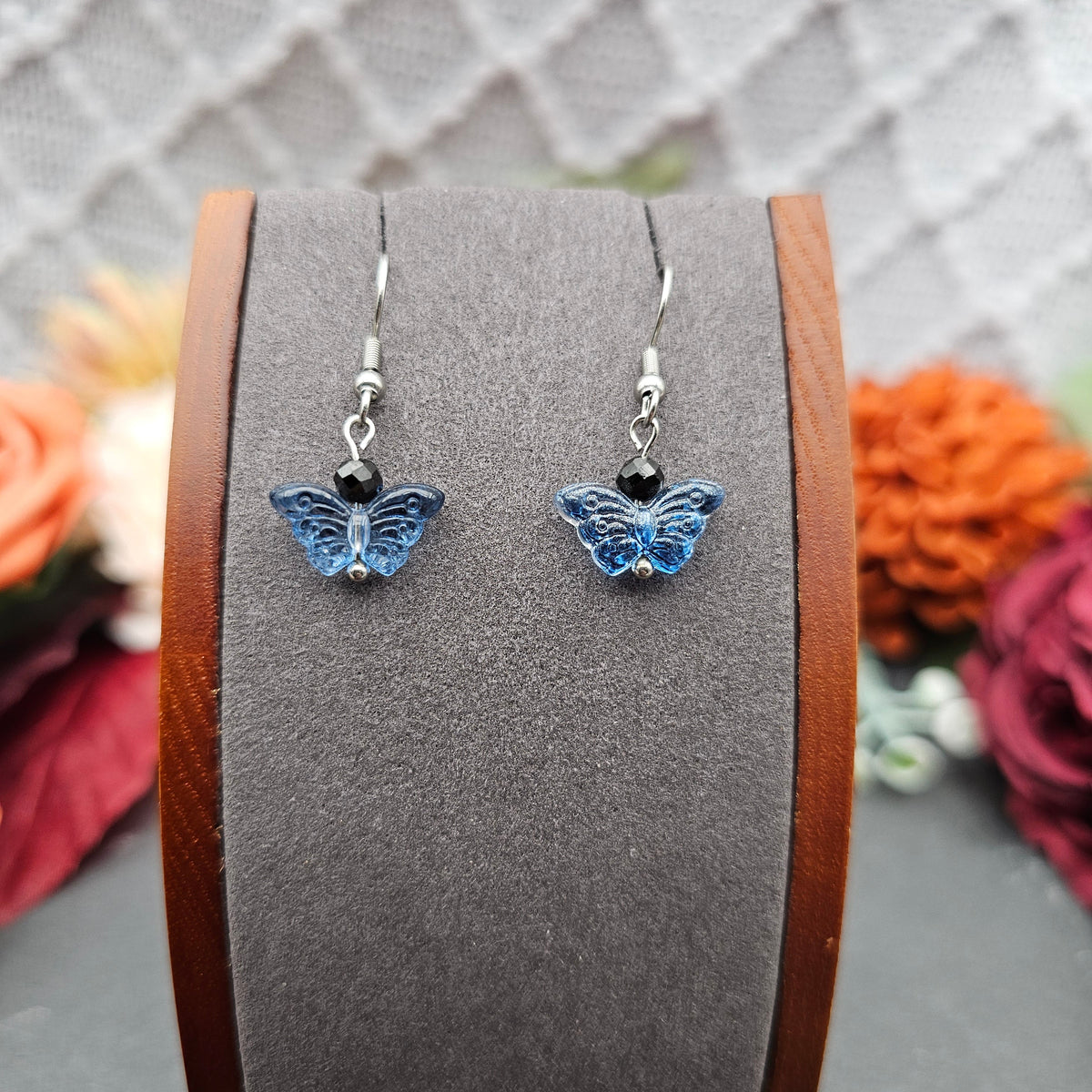 Ohrringe Schmetterling Blau | Spinell | Edelstahl
