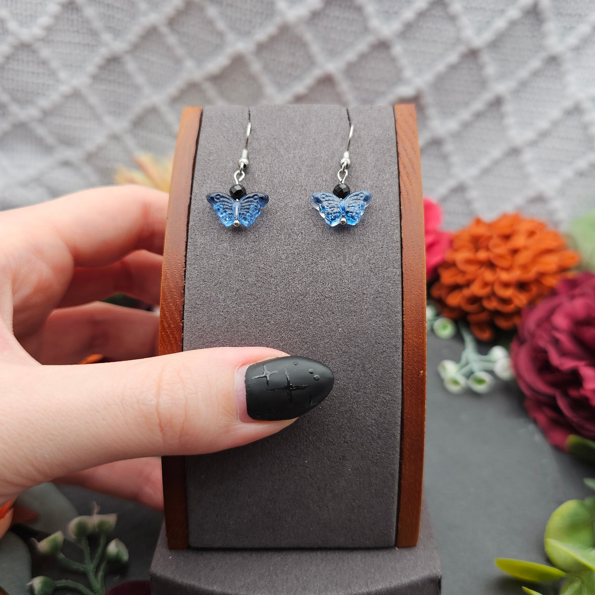 Ohrringe Schmetterling Blau | Spinell | Edelstahl