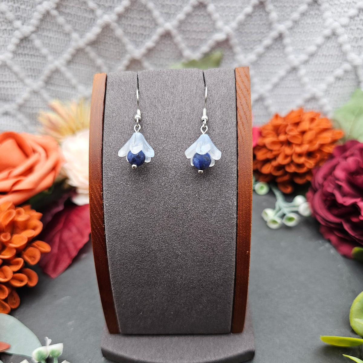 Ohrringe Floral Blau | Sodalith | Edelstahl