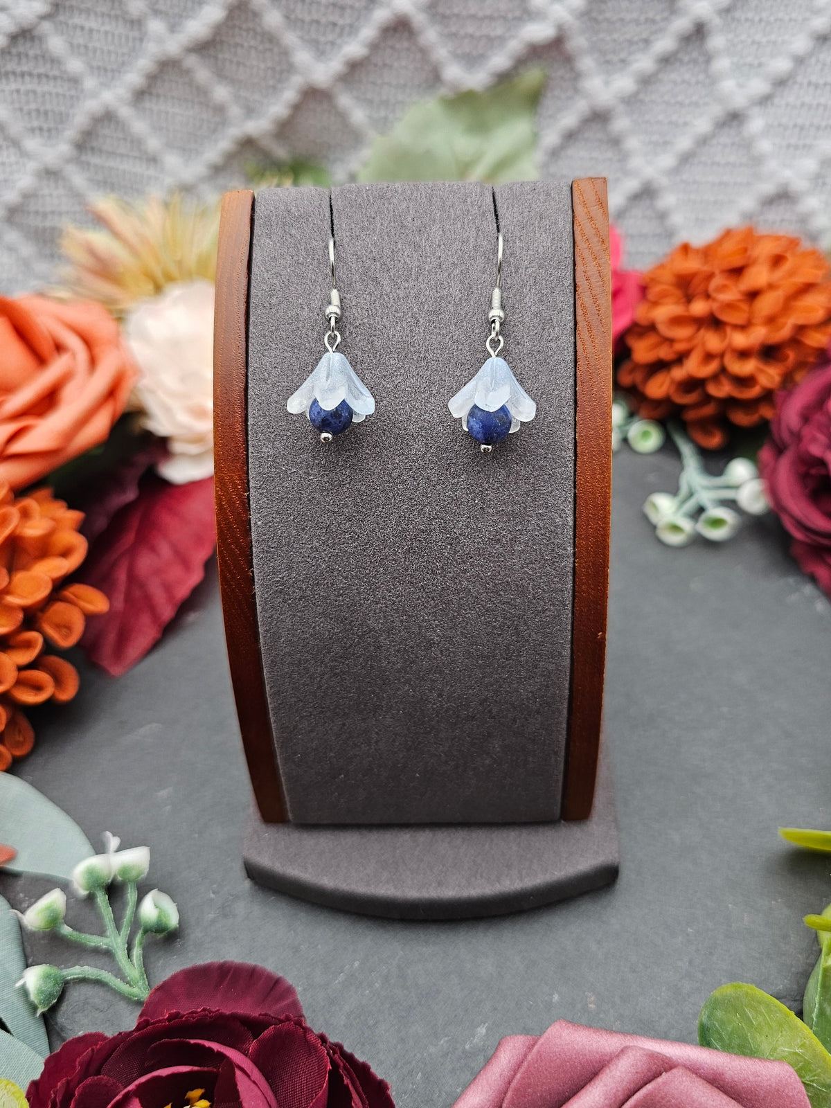 Ohrringe Floral Blau | Sodalith | Edelstahl
