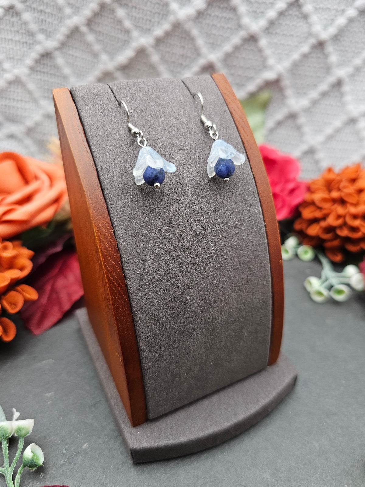 Ohrringe Floral Blau | Sodalith | Edelstahl