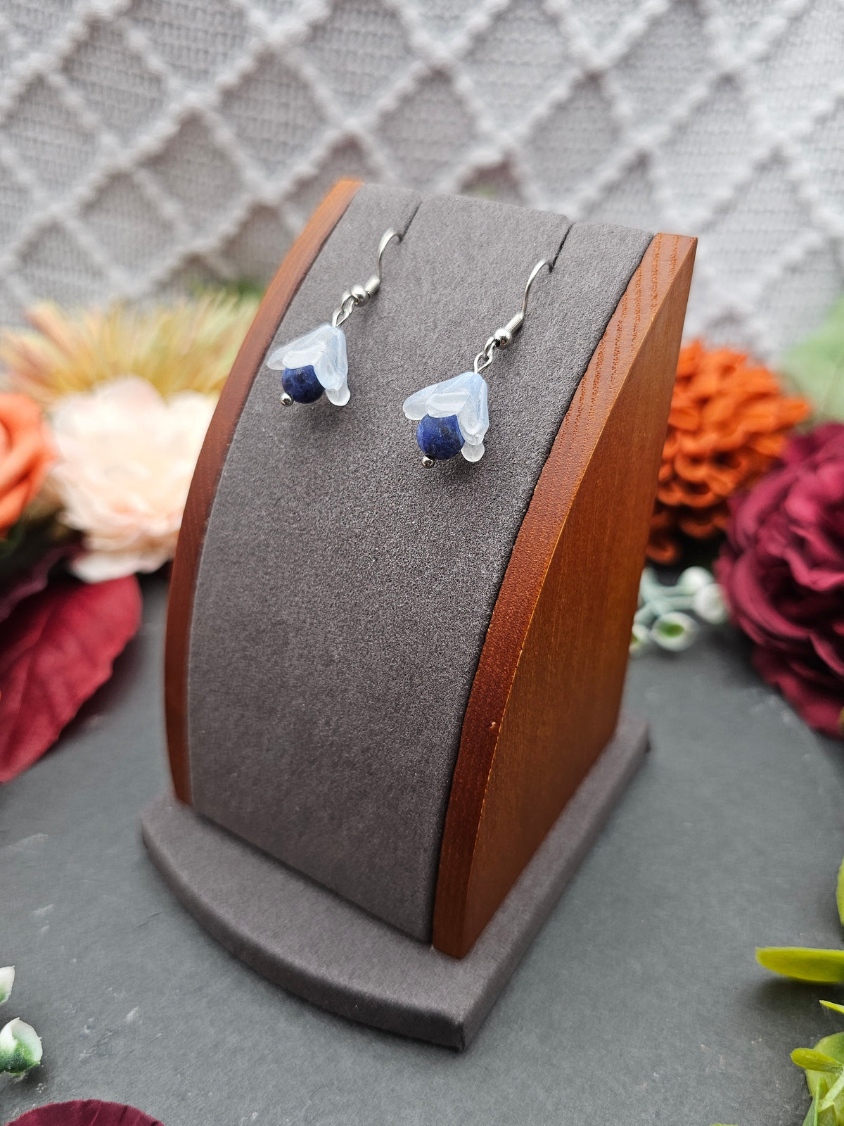 Ohrringe Floral Blau | Sodalith | Edelstahl