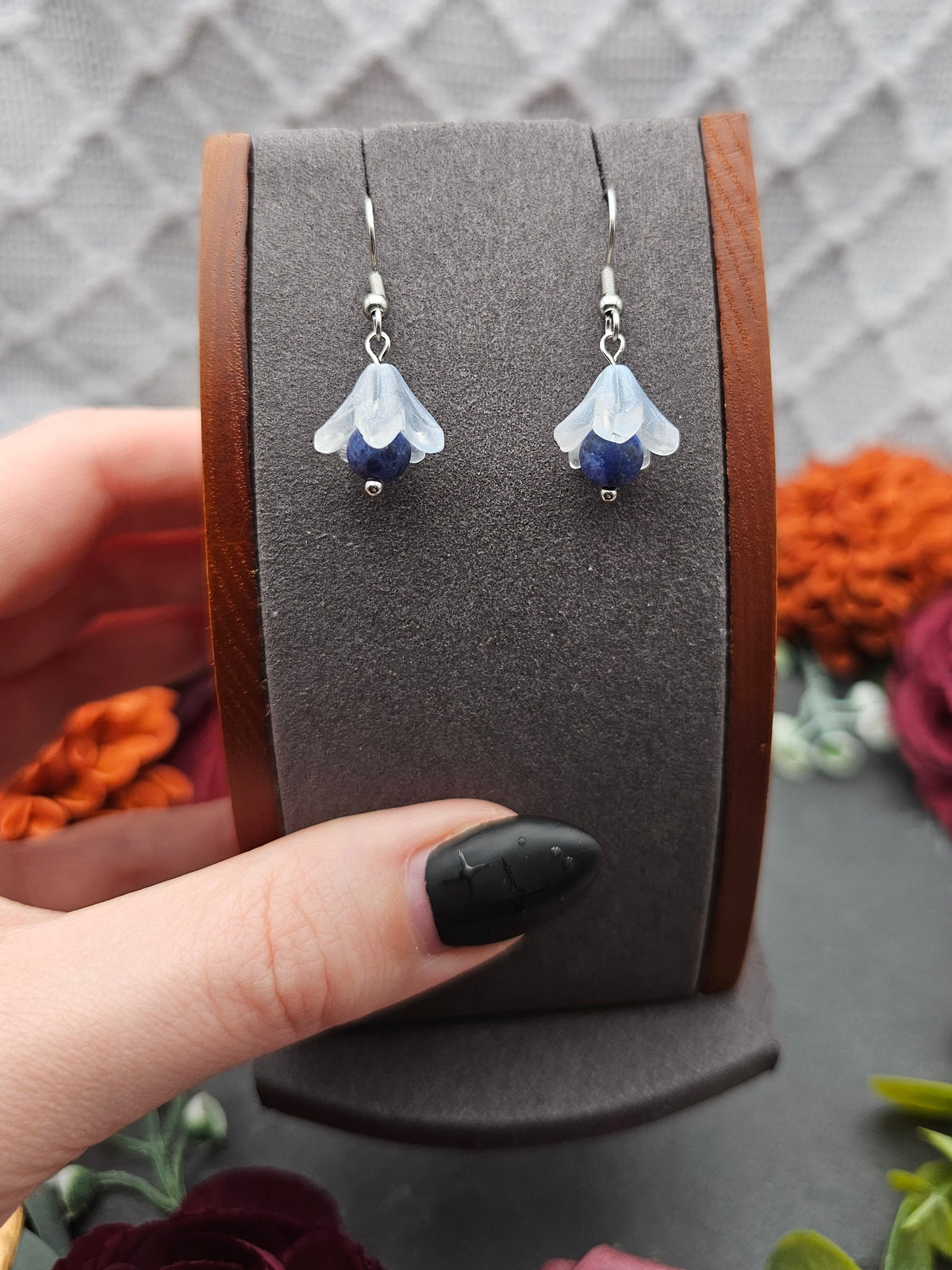 Ohrringe Floral Blau | Sodalith | Edelstahl