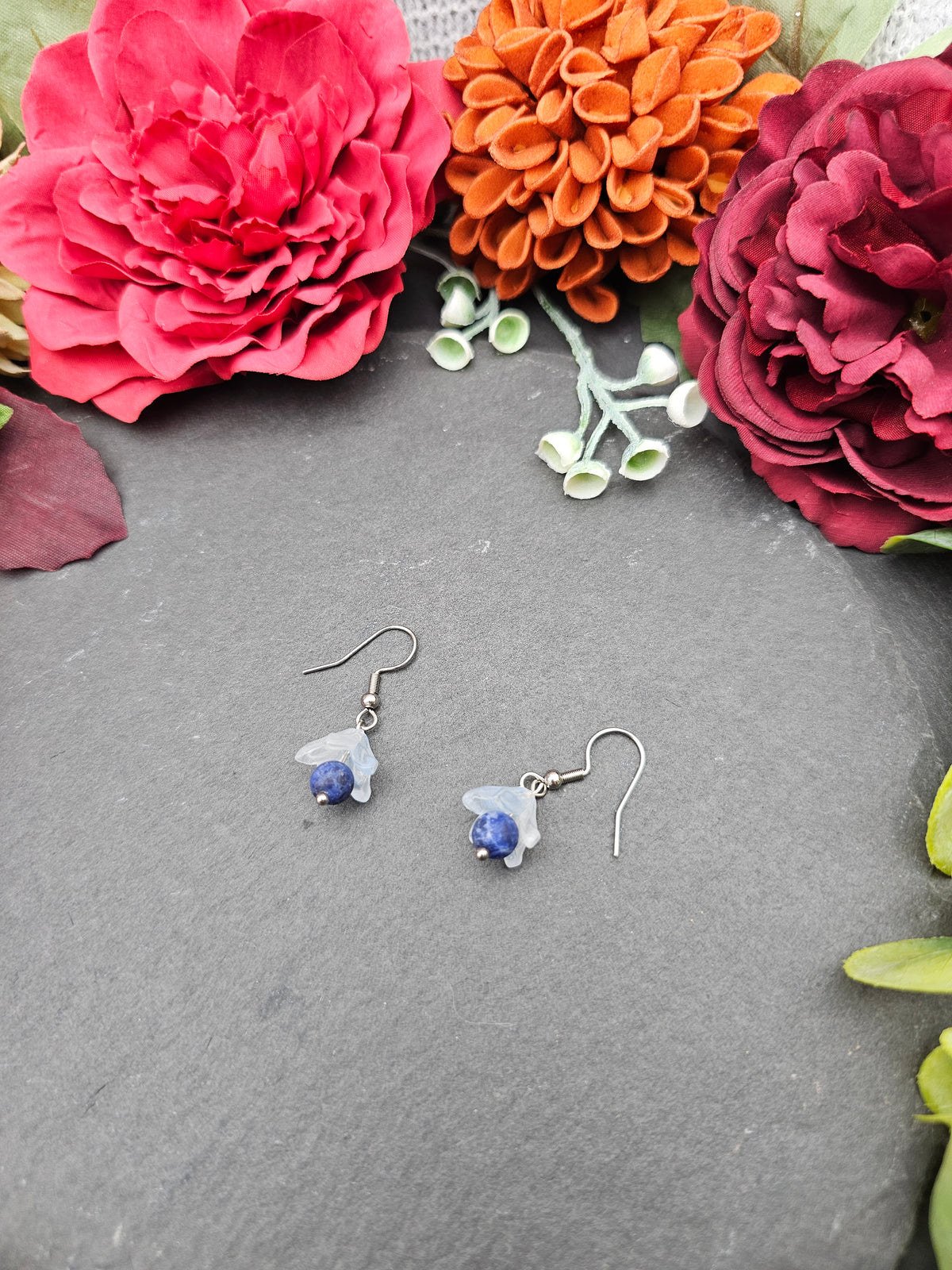 Ohrringe Floral Blau | Sodalith | Edelstahl