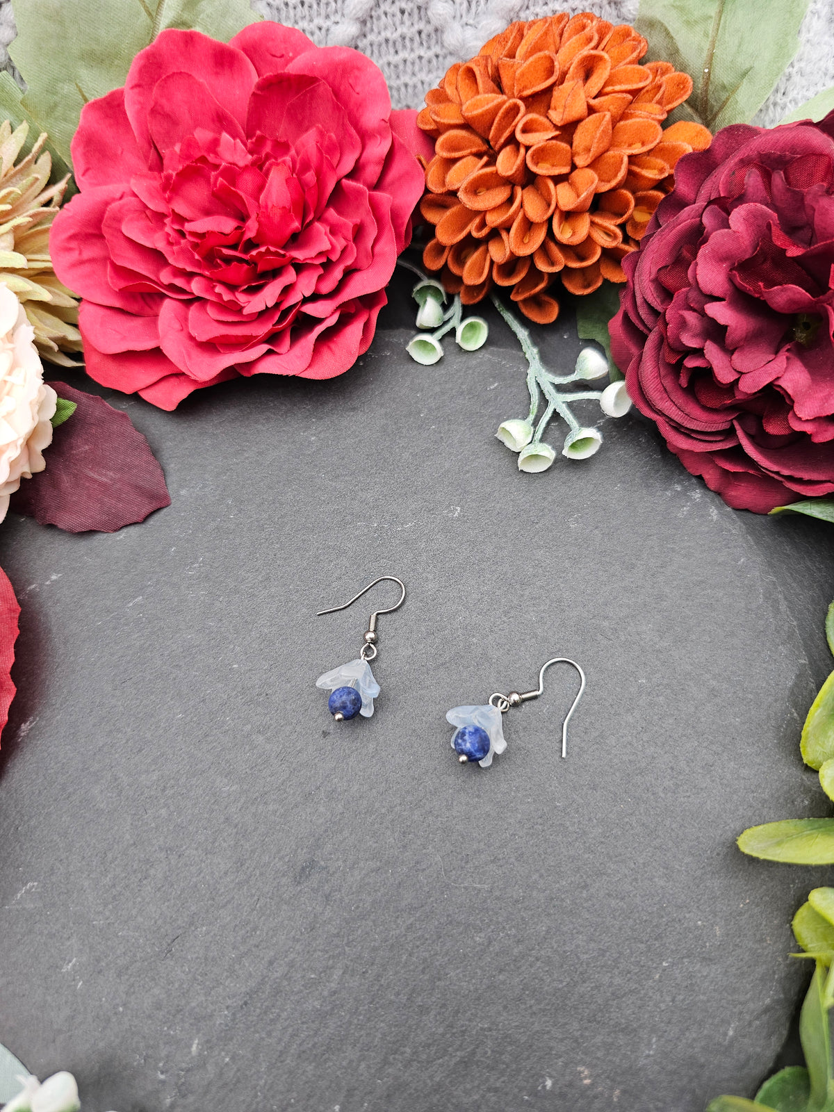 Ohrringe Floral Blau | Sodalith | Edelstahl