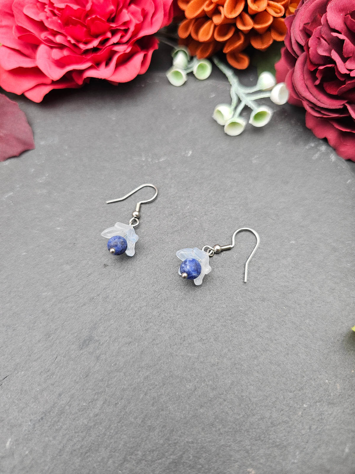 Ohrringe Floral Blau | Sodalith | Edelstahl