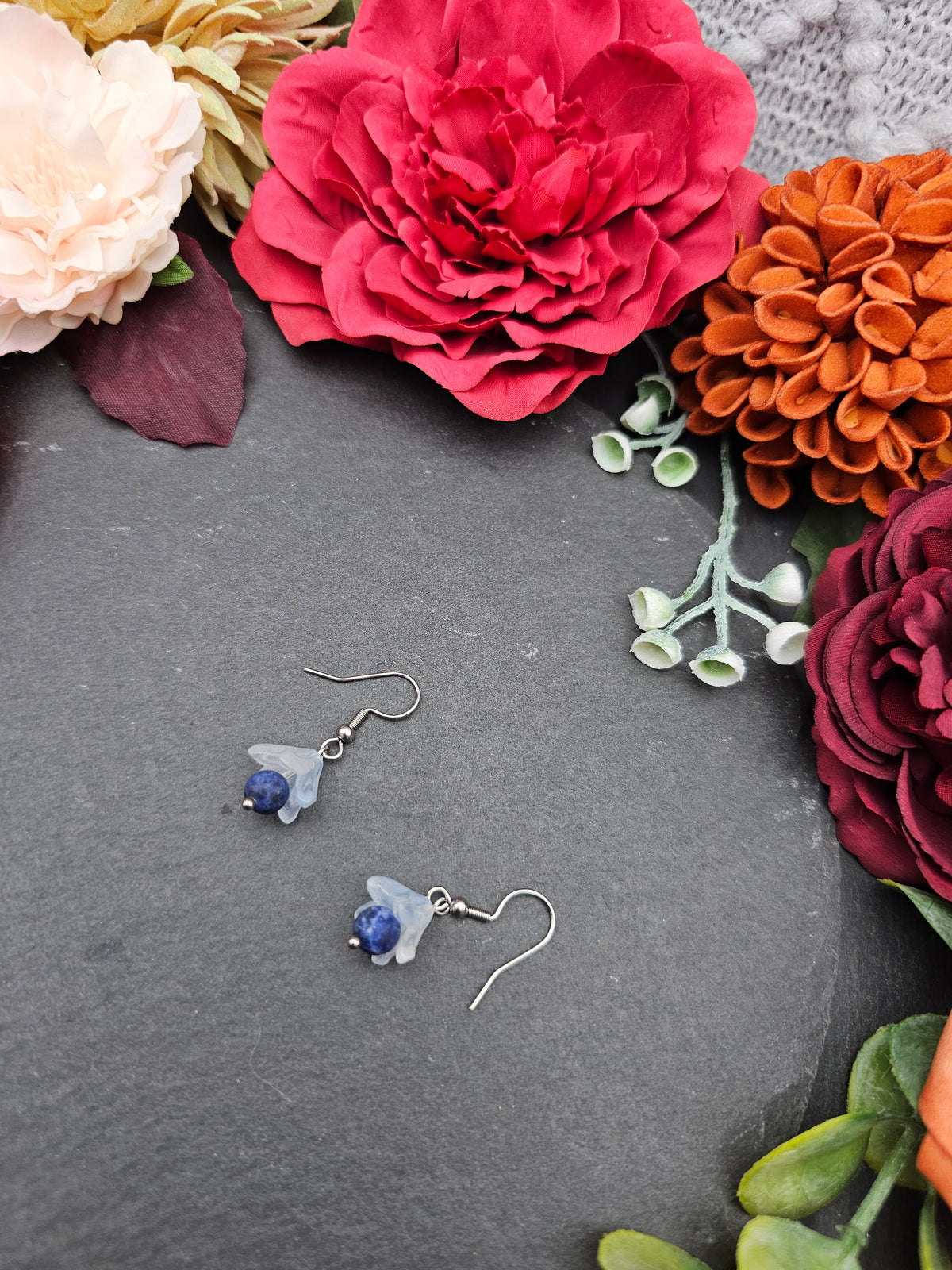 Ohrringe Floral Blau | Sodalith | Edelstahl