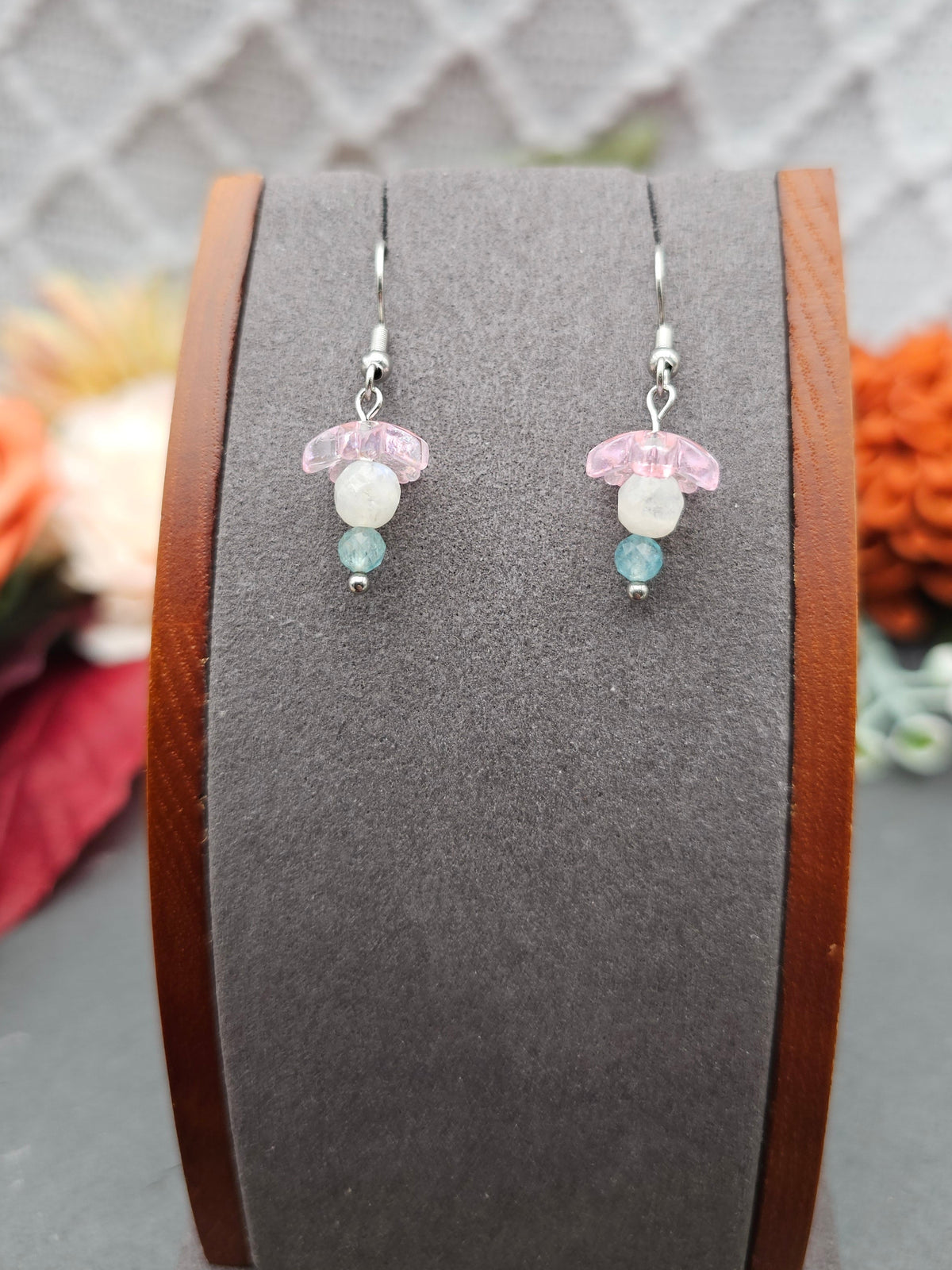 Ohrringe Sakura | Mondstein & Aquamarin | Edelstahl