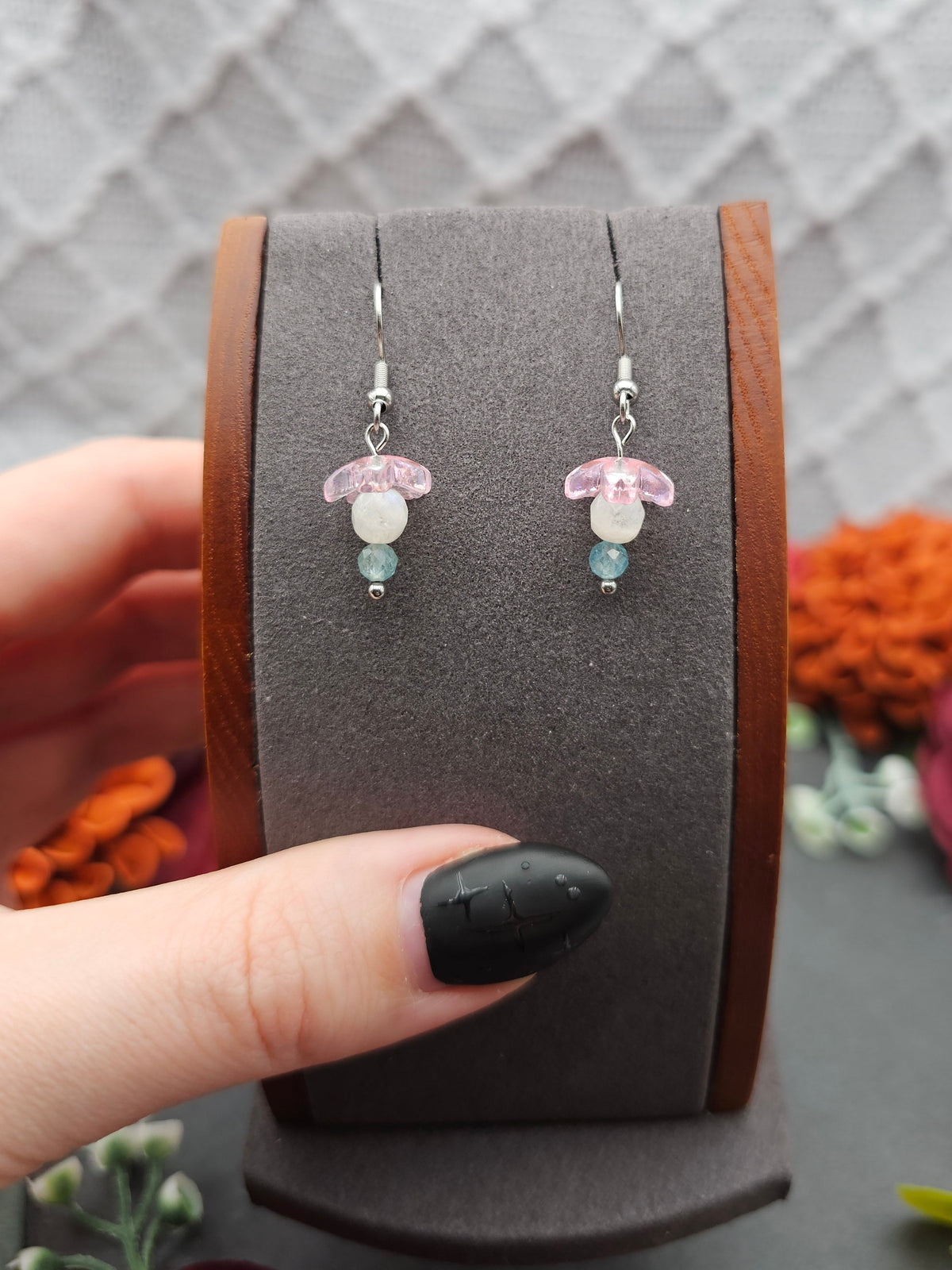 Ohrringe Sakura | Mondstein & Aquamarin | Edelstahl